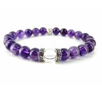 Equilibre et Sens Bracelet AMETHYSTE Véritables perles naturelles de grade élevé AAA 8mm Unisexe Fabrication artisanale française par Mtre Reiki