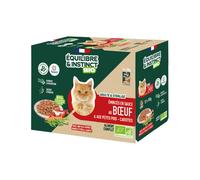 EQUILIBRE & INSTINCT-Aliment humide pour chat adulte bio bœuf petits pois carottes Équilibre & Instinct - 12 x 85 g