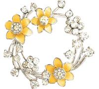 Equilibrium Broche Jonquille Radiante Plaqué Argent Cristal Fleur Ronde - Sparkle Floral Cadeau
