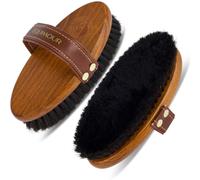 Equimour brosse de brillance FREDO - brosse cheval en bois avec poils de crin et cœur en laine de mouton | Finition douce, effet nourrissant, anti-poussière, idéale pour chevaux sensibles