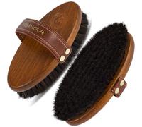 Equimour brosse douce - brosse cheval à poils doux, corps en bois | Brosse douce à poils denses, corps en bois et dragonne en similicuir - capte la poussière, pour cheval et poney