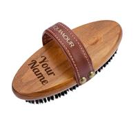 Equimour brosse métallique personnalisée - avec gravure du prénom | Brosse à poils métalliques, corps en bois et gravure du prénom - décolle la saleté tenace et les croûtes