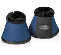 Equinate Furlyn Lot de 2 cloches de sabot avec peau d'agneau synthétique M Navy - En néoprène robuste et absorbant les chocs - Protection des sabots pour l'entraînement et les tournois