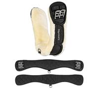 Equinate Lakewood Sangle courte en peau d'agneau synthétique amovible 50 cm - Sangle abdominale anatomique - Sangle de dressage - Noir