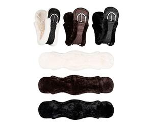 Equinate Sangle western classique avec peau d'agneau synthétique - Sangle de selle anatomique Western Ceinture ventrale 65 70 75 80 85 90 cm Marron naturel noir (90 cm)