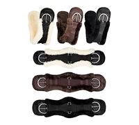 Equinate Sangle western classique avec peau d'agneau véritable - Sangle de selle anatomique Western 65, 70, 75, 80, 85, 90 cm, marron naturel et noir (90 cm, naturel)