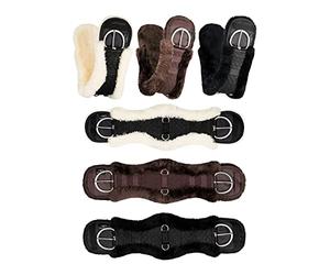 Equinate Sangle western classique avec peau d'agneau véritable - Sangle de selle anatomique Western 65, 70, 75, 80, 85, 90 cm, marron naturel et noir (90 cm, naturel)