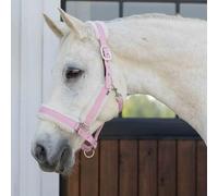 Equinavia Valkyrie Licol de cheval ultra polaire | Licol de sécurité rembourré réglable en polaire avec sangle en nylon - Rose doux/blanc ivoire - Cob