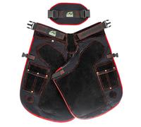 Equine Care Tablier de maréchal en cuir de vache et toile en maille aérée, 68,6 cm de long, tour de taille de 71,1 à 132,1 cm, 4 poches pour couteau à sabot, 2 aimants pour clous de sabot - Outils de