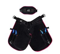 Equine Care Tablier de maréchal pour femme - Cuir de vachette et toile - 4 poches pour couteau à sabot, 2 aimants, support dorsal, taille réglable de 71,1 à 132,1 cm - Outils de maréchal pour