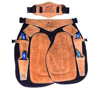 Equine Care Tablier de maréchier - Longueur 68,6 cm et 73,7 cm, tour de taille 71,1 à 132,1 cm, daim et toile de vache, 4 poches pour couteau à sabot, 2 aimants à ongles, dos en maille aérée - Idéal