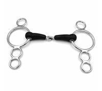 Equine Smile ES0237 Mors à 4 anneaux - Mors en caoutchouc - Simple cassé - Avec caoutchouc en acier inoxydable - Épaisseur de 20 mm (14,5 cm)