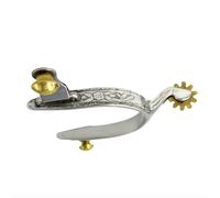Equine Smile ES1066 Éperons western en acier inoxydable Motif floral avec roue solaire Cuivre Rowel Cowboy Éperons d'équitation pour chevaux Bateau Roper Spurs