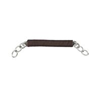 Equine Smile ES3019 Chaînes de menton en cuir et nylon et acier inoxydable avec double chaîne torsadée (chaîne torsadée/protège-menton en cuir marron)