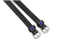 Equine Smile ES4010 Rimes à spores avec strass cristal en cuir pour éperons sangles de rechange accessoires sangle d'éperon sangle d'équitation fixation des spores d'équitation (cuir noir/strass bleus