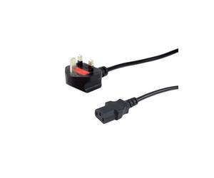Equip 112303 Câble Secteur Noir IEC C13 vers BS 1363, 250V 10A, H05VVH2-F 3x0.75mm², Longueur 7.5m, Connecteur Coudé 90°, Certifié UKCA/REACH/VDE/RoHS