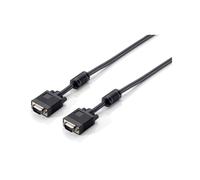 Equip 118815 Câble VGA 15m, Connecteurs D-Sub Mâle/Mâle, Résolution VGA/SVGA max. 800x600, Ferrite, RoHS, Noir