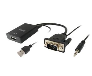 Equip 119038 câble vidéo et adaptateur 0,2 m VGA (D-Sub) + 3,5 mm DVI-D + USB Noir