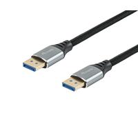 Equip Câble DisplayPort 2.1 1m : 16K/60Hz, 8K/60Hz, 54Gbps, Connecteurs plaqués or, HDCP 2.3, DSC, MST, Boîtier aluminium & Tressage coton