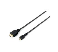 Equip 119309 Câble HDMI 1.4 High Speed 1m, Connecteurs HDMI-A vers Micro HDMI-D, 4K 30Hz, ARC, Ethernet, contacts or, noir