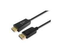 Equip 119390 Câble Adaptateur DisplayPort Mâle vers HDMI Mâle 2.0m, Contacts Or, AWG30, 10.2 Gbit/s, Noir, Compatible Plug and Play, CE