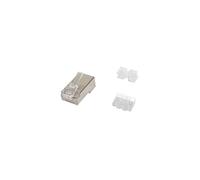 Equip 121147 : Connecteur RJ-45 Mâle Cat6a, Acier satin/Transparent, Contacts Or, avec protecteur de câble, Sachet de 100 pièces