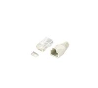 Equip 121175 : 100 Connecteurs RJ-45 Cat6 Transparent/Blanc, contacts plaqués or, dimensions 11.7x7.8x22.4mm, poids 170g. Conditionnement 200x25x140mm.