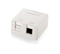 Equip 125122 Boîtier de Prise de Courant Blanc 2 Ports, Dimensions 65x63x30mm, Poids 39g. Dimensions Emballage 160x75x110mm, Poids 42g.