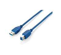 Equip 128292 Câble USB 3.2 Gen 1 Type A Mâle vers Type B Mâle, 1.8m, Bleu - Débit 5 Gbps, AWG 28, Double Blindage - Compatible USB 3.0