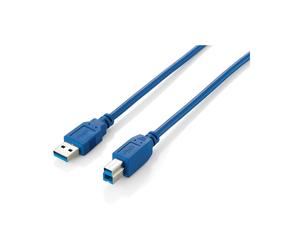 Equip 128292 Câble USB 3.2 Gen 1 Type A Mâle vers Type B Mâle, 1.8m, Bleu - Débit 5 Gbps, AWG 28, Double Blindage - Compatible USB 3.0