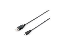 Equip 128594 Câble USB 2.0 A mâle vers Micro-B mâle, 1m, Contacts Or, Double Blindage, Transfert 480 Mbit/s, Noir
