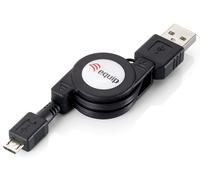 Equip 128595 Câble rétractable USB 2.0 Type A mâle vers Micro-B, 1,0m