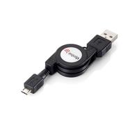 Equip 128595 Câble USB 2.0 Rétractable Type A Mâle vers Micro-B Mâle, 1m, AWG30, Noir, Dimensions 15.5x8x1000mm, Poids 18.2g