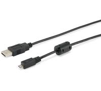 Equip 128596 Câble USB 2.0 Type A vers Micro-B, 1m, Noir, Contacts Or, Double Blindage, 480 Mbit/s