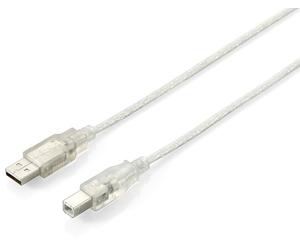 Equip 128652 Câble USB 2.0 Type A mâle vers Type B mâle, 5.0m, argent transparent