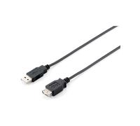 Equip 128850 Câble Extension USB 2.0 Type A Mâle/Femelle 1.8m Noir, Double Blindage, Transfert 480 Mbps, AWG28, RoHS