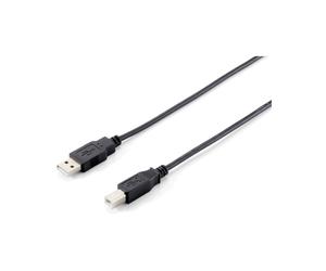 Equip 128861 Câble USB 2.0 A vers B Mâle/Mâle, 3.0m, Noir, Double Blindage, Transfert 480 Mbit/s, AWG28, Conforme RoHS