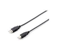 Equip 128863 Câble USB 2.0 A/B Mâle/Mâle 1m Noir, Double Blindage, Débit 480 Mbit/s, AWG28, Conforme RoHS