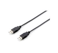 Equip 128871 Câble USB 2.0 A-A Mâle/Mâle 3.0m Noir, Double Blindage, Transfert 480 Mbit/s, AWG28, Conformité RoHS