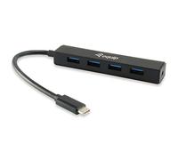 Equip Hub USB 128954 – 4 ports USB-A USB 3.1 Gen1 5 Gbit/s avec fiche mâle USB-C, noir