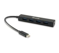 Equip Hub USB 128954 – 4 ports USB-A USB 3.1 Gen1 5 Gbit/s avec fiche mâle USB-C, noir