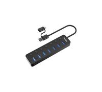 Equip 128965 Hub USB 3.2 Gen 1 Type-A 7 Ports 5000 Mbit/s ABS Noir, câble 0.3m, compatible Windows/macOS, alimentation CC 5V 2A