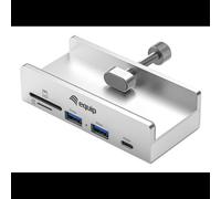 Equip 128968 Hub USB 3.2 Gen 1 Type-A Aluminium, Lecteur Cartes SD/MicroSD, Ports Type-A et Type-C, Alimentation USB 5V, 5000 Mbit/s