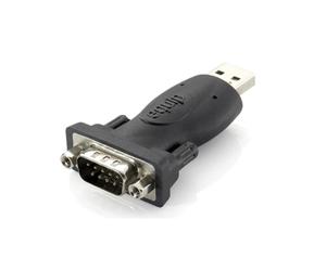 Equip 133382 Adaptateur USB A vers RS-232 Mâle/Mâle Noir, Boîtier Plastique, Compatible Win 98+/Mac OS V8.6+, Alimentation USB, 36x67x16.3mm, 58g