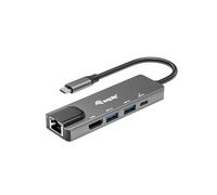 Equip 133489 USB-C 5 en 1 Adaptateur Multifonctions HDMI Gigabit LAN USB 3.2 GEN1 100W USB PD