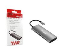 Equip 133490 Adaptateur Multifonction USB-C 9 en 1, HDMI 4 K/60 Hz, Gigabit LAN, USB 3.2 GEN1, SD/TF, 100 W USB PD