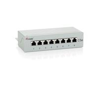 Equip 227308 : Baie de Branchements 8 Ports RJ-45 Cat5e, Contacts Or, 44x173x109mm, Certification ANSI/TIA/EIA 568, Gris