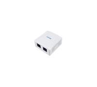 Equip 235216 : Boîtier de Prise RJ-45 Cat.6A, 2 Ports Ethernet LAN, Blanc, Dimensions 61x29.6x59.1mm, Certifié RoHS/CE/REACH