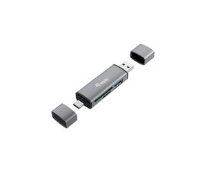 Equip 245460 Lecteur Cartes Mémoire USB 3.2 Gen 1 Type-A/Type-C Gris - Compatible SD/SDHC/MicroSD - USB On-The-Go - Plug & Play - Windows/macOS/Android/iOS