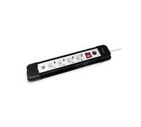Equip 245553 Multiprise 4 Sorties CA Type F 1.5m, 2 Ports USB, 250V, 3500W, Protection Intérieure, 500x69x45mm, Noir/Blanc